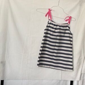 Hanna Andersson Navy and White Striped Dress with Pink Straps